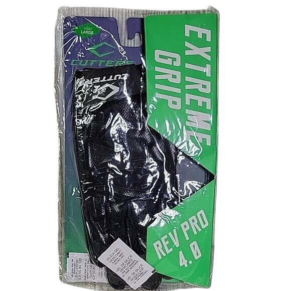 Cutters Extreme Grip Rev Pro 4.0 Black Football Receiver Gloves Adult Size L NWT - Picture 1 of 5